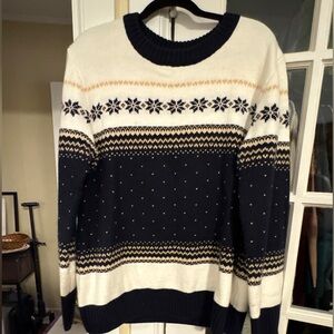 Men's Navy and Cream Sweater